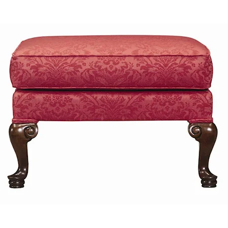 Rectangular Ottoman with Carved Wood Legs
